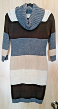 Sweater dress By Pink rose Brown/tan/Grey Striped,Size PL Medium Length Sleeves
