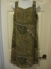 Women's OLD NAVY green paisley sleeveless dress, 8