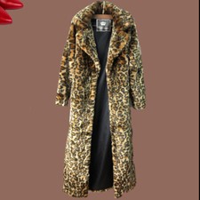 Women's Leopard Print Fur Coat Mink Coat Casual Loose Plus Size Warm Windbreaker