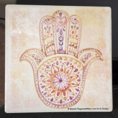 Thirstystone Watercolor Hamsa Single X Coaster - Multi Color FS-BF160 D3