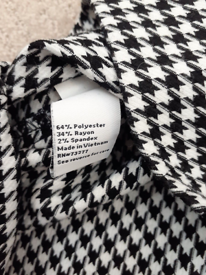 Nine West Women's 12 Black White Houndstooth Plaid Belted Skirt