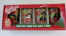 A Christmas Story Collectors Series Pint Glass 4 Pack Cup Holiday Xmas Gift NEW