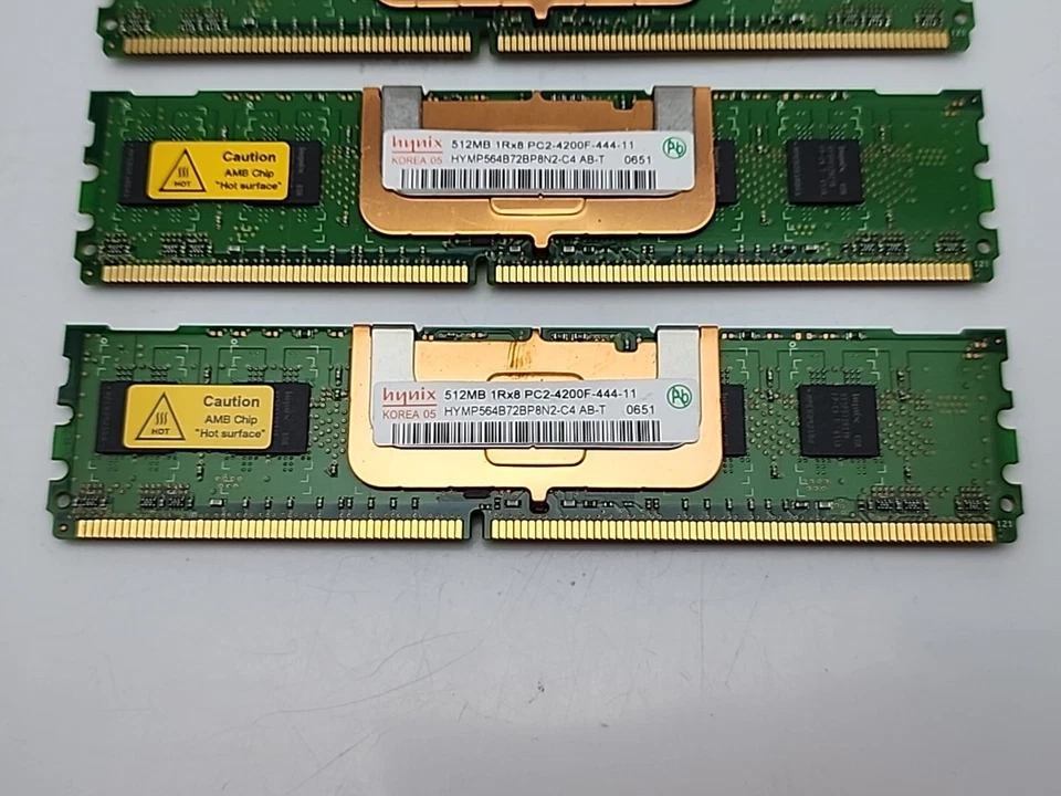 Lot of 4 Hynix 2GB DDR2 PC2-4200F-444-11 ECC Server Memory HYMP525B72BP4N2-C4 AB - Image 3 of 4