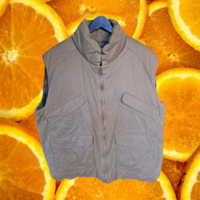 Vintage Men's OshKosh B'Gosh Tan Zip Up Flannel Lined Vest Size XL