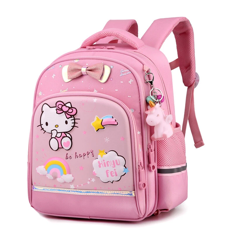 Clipart of a Cartoon Pink School Backpack Bag - Royalty Free