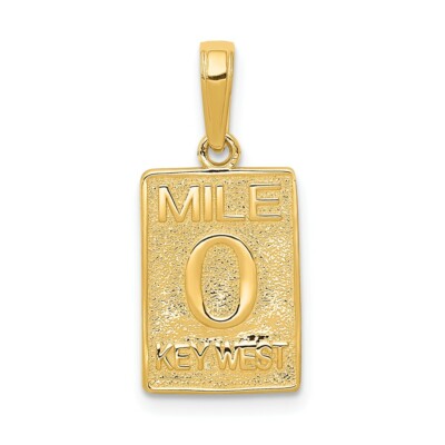 14k 14kt Yellow Gold Mile 0 Key West Mile Marker Pendant 20mm X 10mm