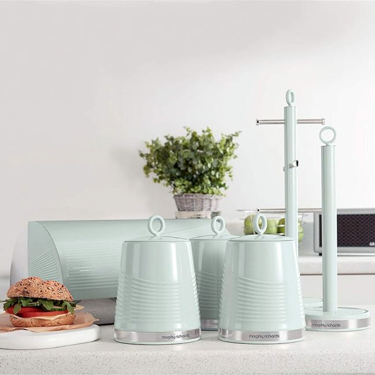 Morphy Richards Dune Tea Coffee Sugar Set of Canisters Sage Green 976007