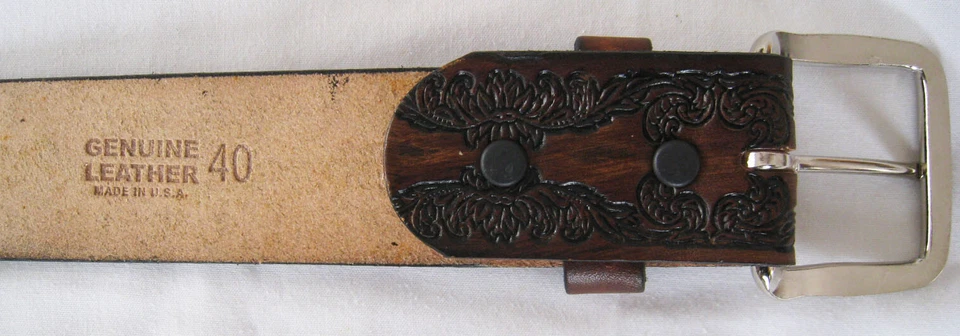 CEINTURE CUIR MOTIF FLEUR WESTERN BIKER - Ref.070 - Photo 2/2