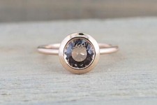 1ct Lab-Created Morganite Engagement Ring Rose Gold Plated Bezel Set Solitaire
