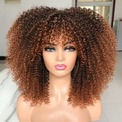 New Wigs Curly Wig Synthetic Glueless Fluffy Black Brown Curly Women's Wigs 