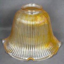 Tulipe abat-jour ambré verre plissé style holophane lampe vintage lustre