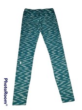 Ivivva Rhythmic Zigzag Leggings Size 12 Girls Turquoise Blue Stretch Athletic