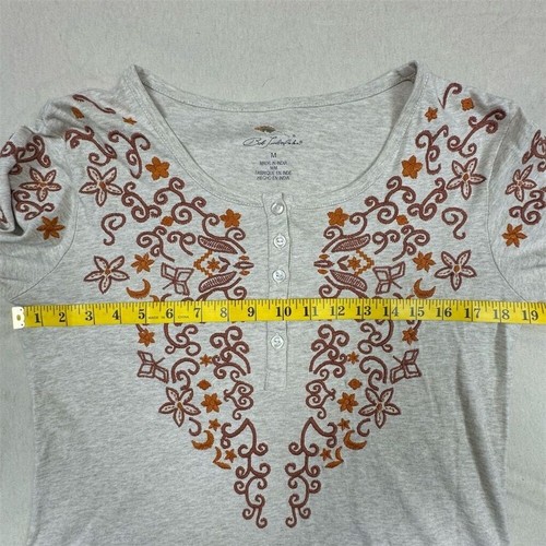 Bob Timberlake Größe Medium Baumwolle Blumen bestickt Langarm Henley Top - Bild 6 von 9
