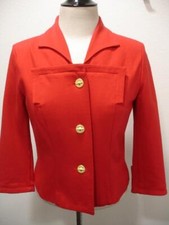 Womens 6 CABI 3035 Love Carol Red Beau Jacket Blazer Gold Button Stretch Blazer