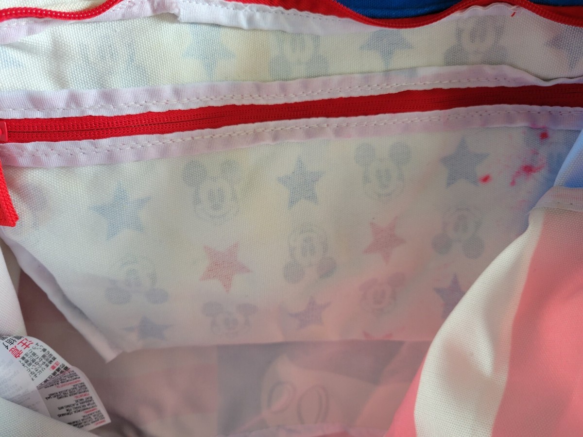 Disney Mickey Mouse Zipper Tote Red White Blue 19x12 Canvas | eBay