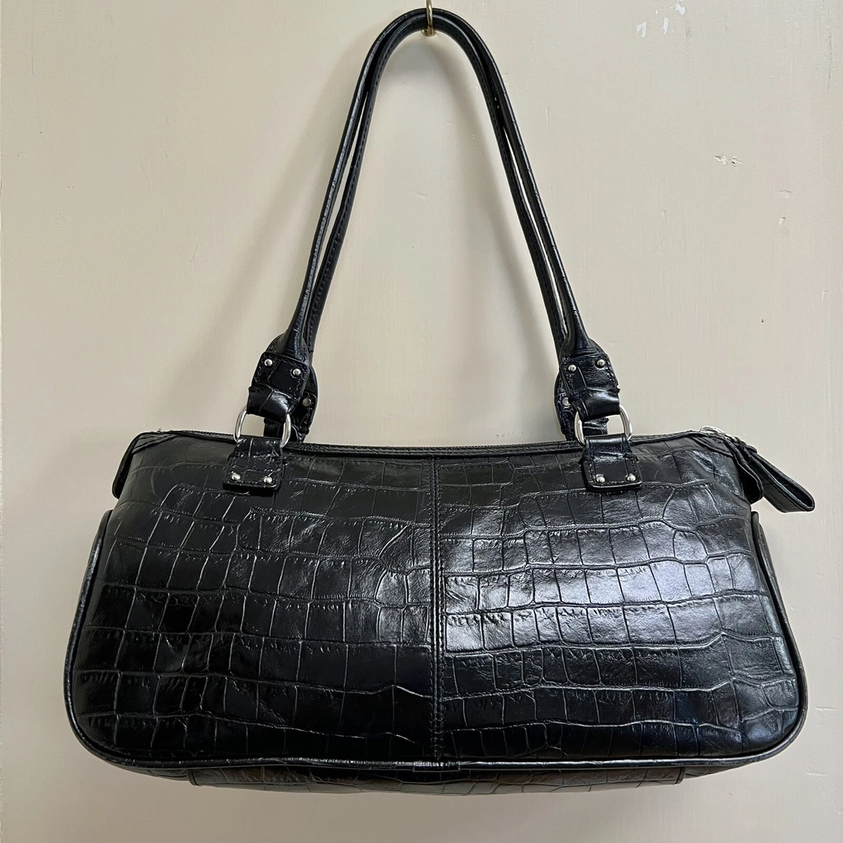Fossil Genuine Leather Faux Snakeskin Shoulder Bag Satchel Purse