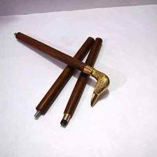 NEW SOLID ANTIQUE SOLID BRASS HANDLE WOODEN WALKING STICK CANE VINTAGE DESIGNER
