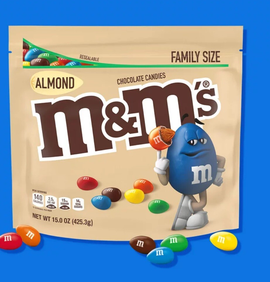 M&M'S Almond Milk Chocolate M & Ms Candy Large Family Size USA