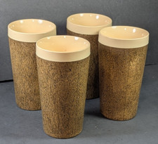 Retro West Bend Thermo-Serv Wood Style Tumblers Vintage Set Of 4 - MADE IN USA!