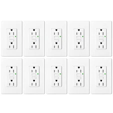 10 PK 15A GFCI Outlet Weather Resistant TR WR Wall Receptacle with LED Indicator