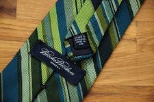 Brooks Brothers Makers Woven in England Green Blue Twill Silk Tie Made in USA