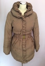Phase Eight Brown Padded Belted Jacket With Hood Size 12