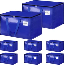 8-PK Heavy Duty Moving Bags, Strong Zippers Handles Collapsible Storage Bag 125L
