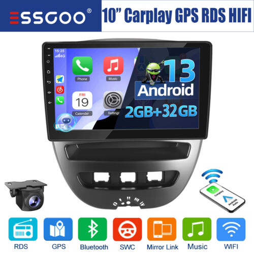 Android 13 Autoradio GPS HIFI Kam CarPlay Für Peugeot 107 Toyota Aygo Citroen C1 - Bild 1 von 13