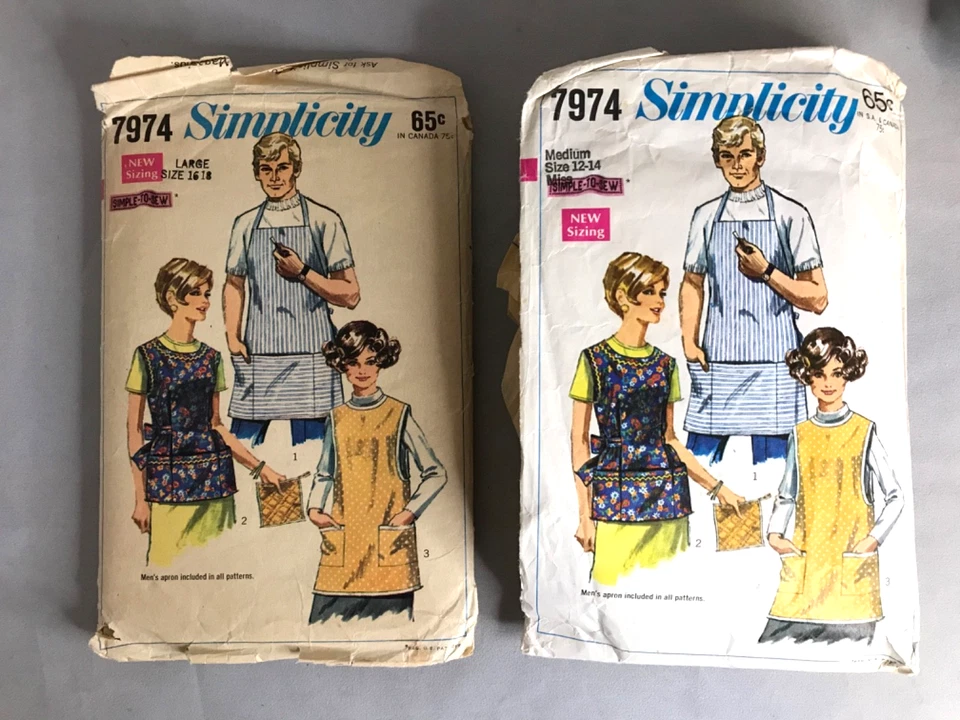 Lot of 7 Vintage Apron Patterns Women Men Cobbler Simplicity 2037 4492 3206 7974 - Image 4 of 4