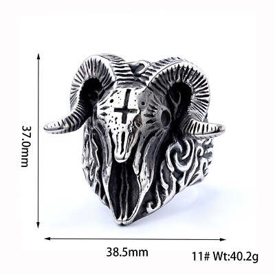 かおさん専用 shitabakama 褌 Afro skull ring 12号 Black Santa Horn Ram Skull Ring Stainless Steel Big Heavy Cross