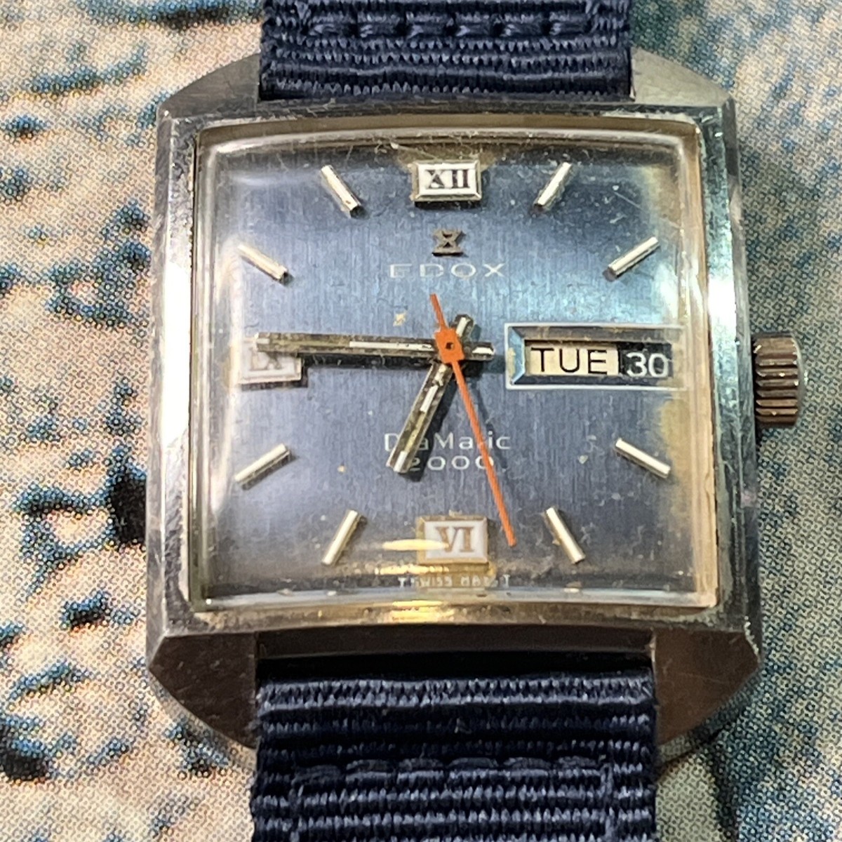 Edox Diamatic 2000 Men's Vintage Metallic Blue Dial Automatic
