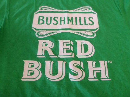 mens size medium green "bushmills red bush irish whiskey" tshirt
