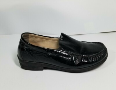 HELVESKO Soft Comfort Women Leather Shoes Black Loafer Swiss Made Size 9 EUR 38