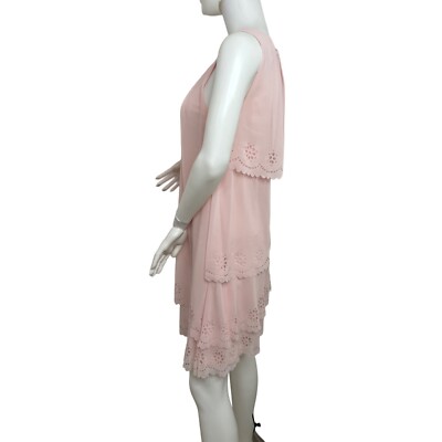 jessica simpson pink lace dress Jessica Simpson Dress 4 Pink Sleeveless Rounded Neckline A-Line Scalloped  Hem