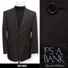JOS A BANK mens solid brown 100 WOOL sport coat suit jacket blazer 38 39 R
