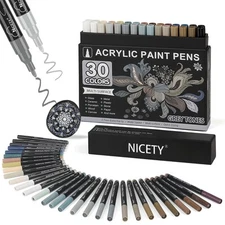 30 Colors Gray Tones Acrylic Paint Pens, Pro Color Series Markers Set with 0....