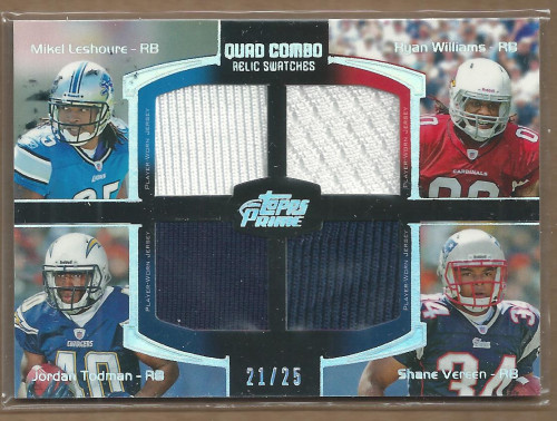 2011 Topps Prime Quad Combo M.Leshoure/R.Williams/J.Todman/S.Vereen Jersey/25 FB