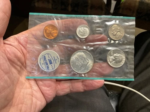 1964 US Proof Coin Set, Philadelphia, Three Silver Coins including First Kennedy