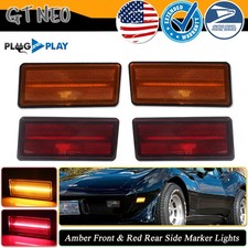 4X For 1974-1979 Chevy Corvette C3 Front Amber & Rear Red LED Side Marker Lights