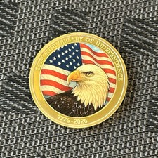 USA 250th Anniversary of Independence 1776-2026 Commemorative Coin Eagle Flag