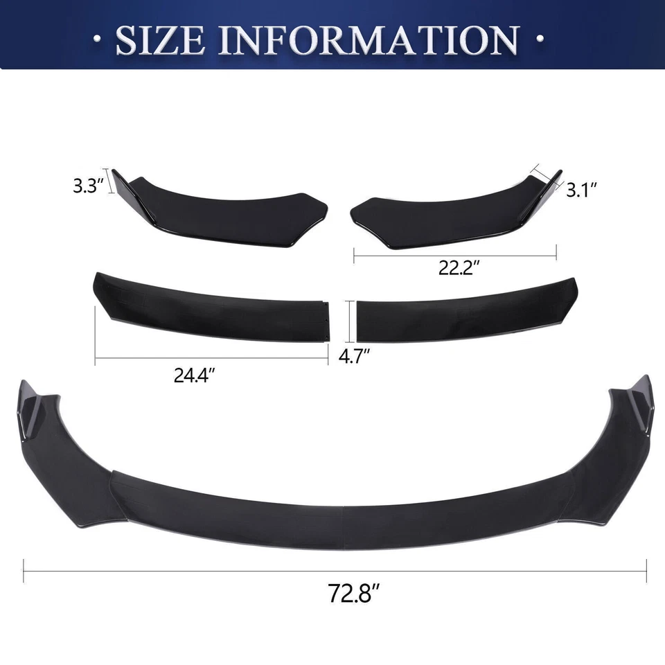 For Ford Focus RS ST Fusion Fiesta Front Bumper Lip Spoiler Splitter Gloss Black Foto 2 de 4
