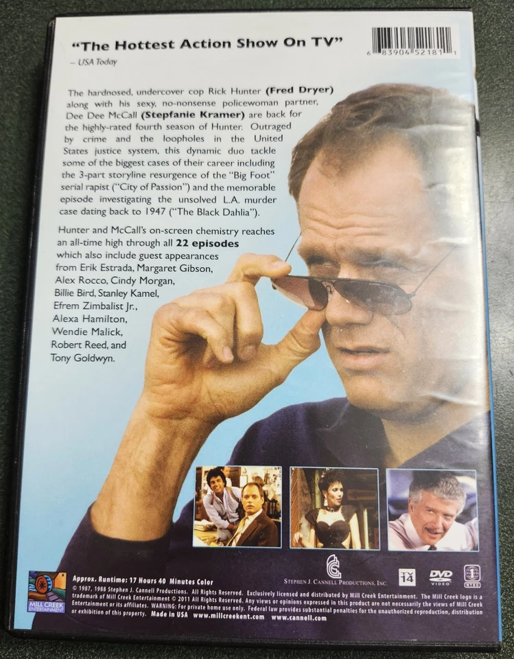HUNTER - Complete Season 4 (DVD 1988) Fred Dryer - Stepfanie Kramer - Image 2 of 3