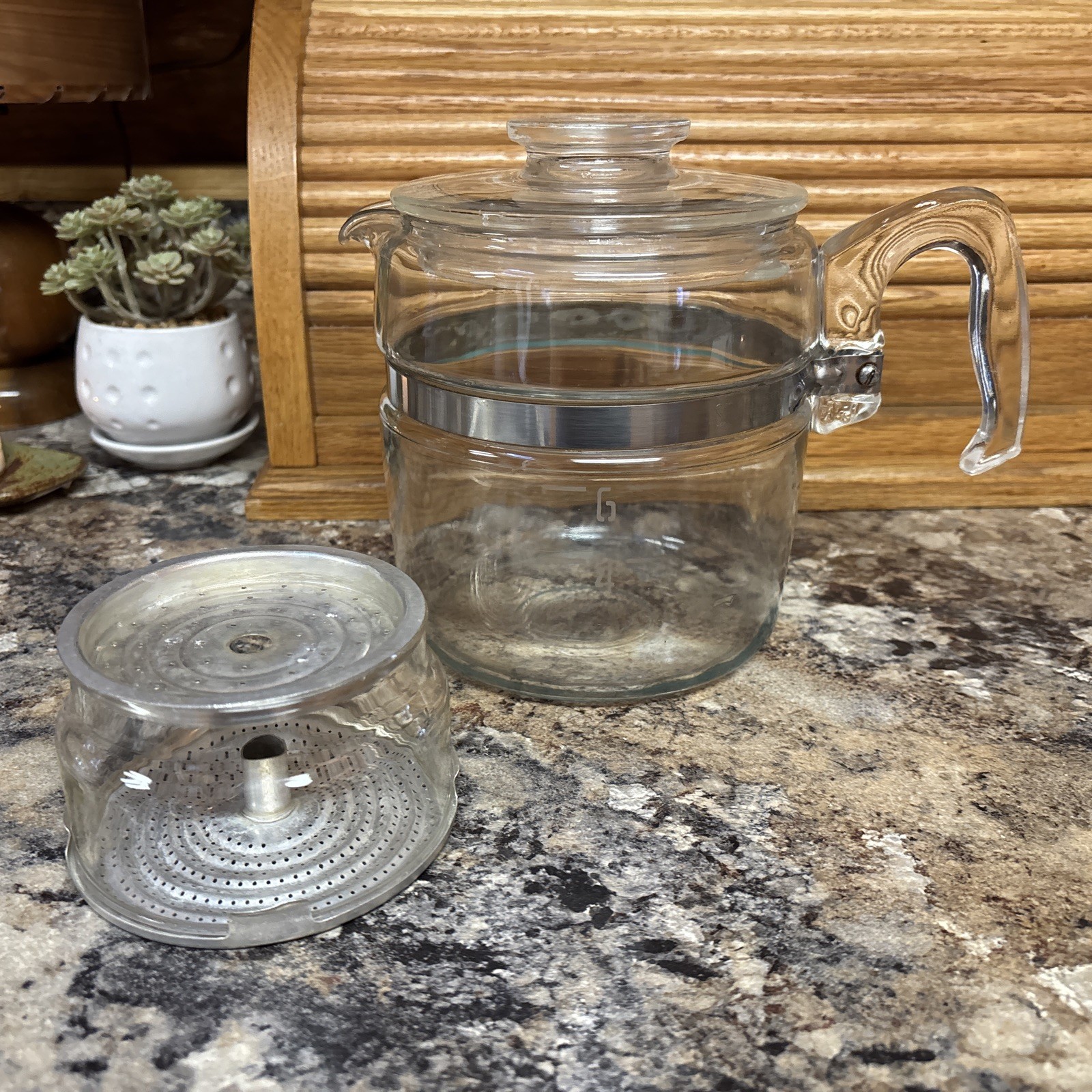 Vintage Pyrex Flame Ware 7756 Glass Percolator 6 Cup Coffee Pot USA Made