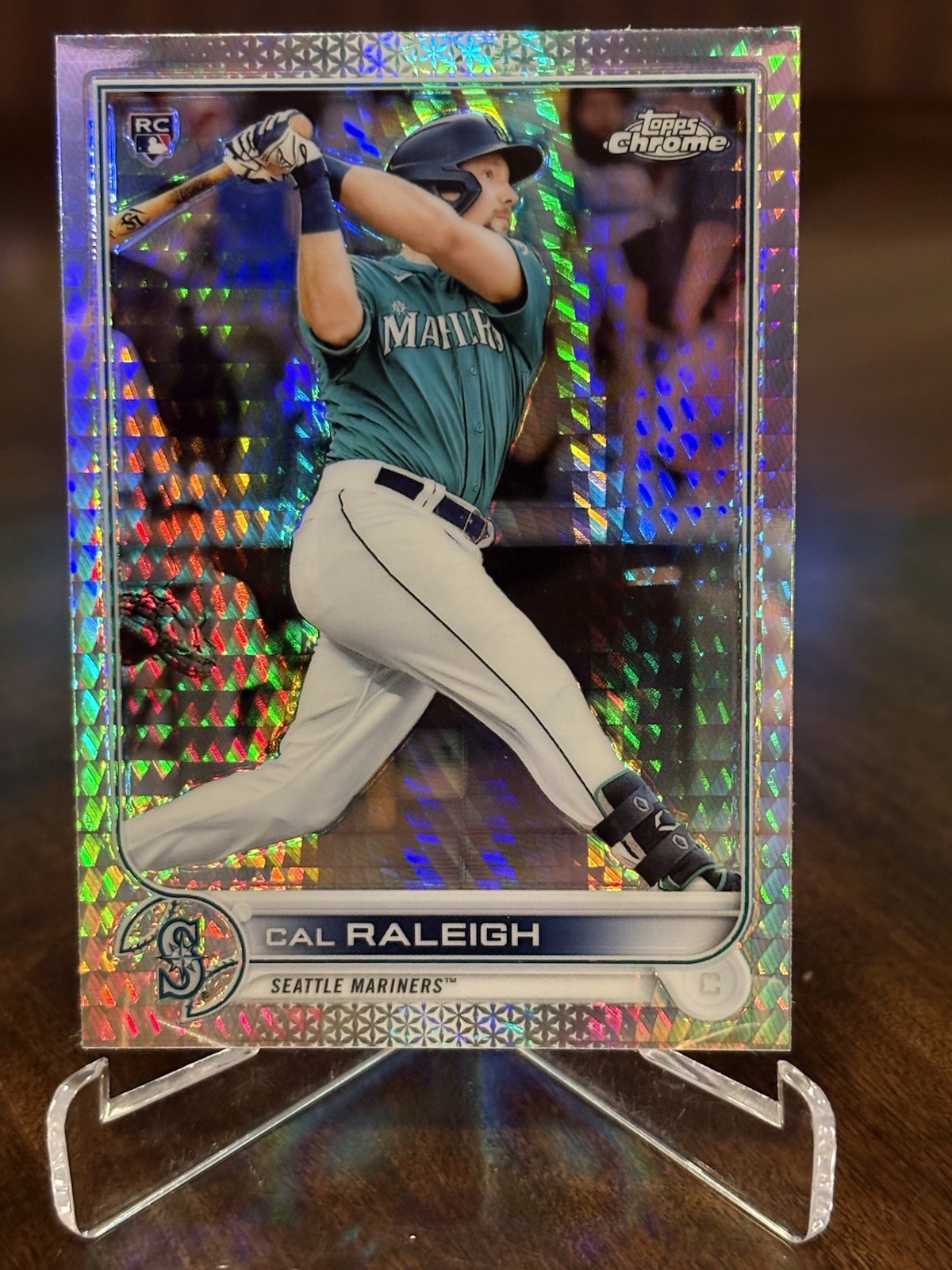 2022 Topps Chrome Cal Raleigh Prism Refractor RC #149 Mariners