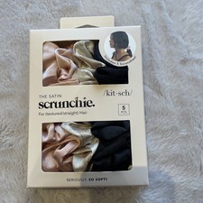 Image of NEW Kitsch The Satin Scrunchie For Textured/Straight Hair 5 Pieces Sleep Womens