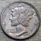 1942 Mercury Dime AU BU : Marble Tone, Almost Uncirculated - .9 Fine Silver