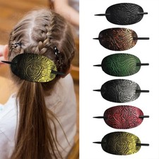 Leather Hair Barrette With Stick Chinese Style Hair Stick Ponytail Holder Hair