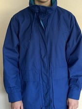Vintage Pacific Trail Wind Breaker Jacket Blue Green Hooded Size Medium Over Siz
