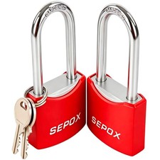 2-Pack Heavy Duty Outdoor Padlocks, Keyed Alike 1-9/16" Solid Steel Body, 1.