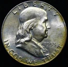 1953-D 50C  Franklin Half Dollar BU TONED #H21